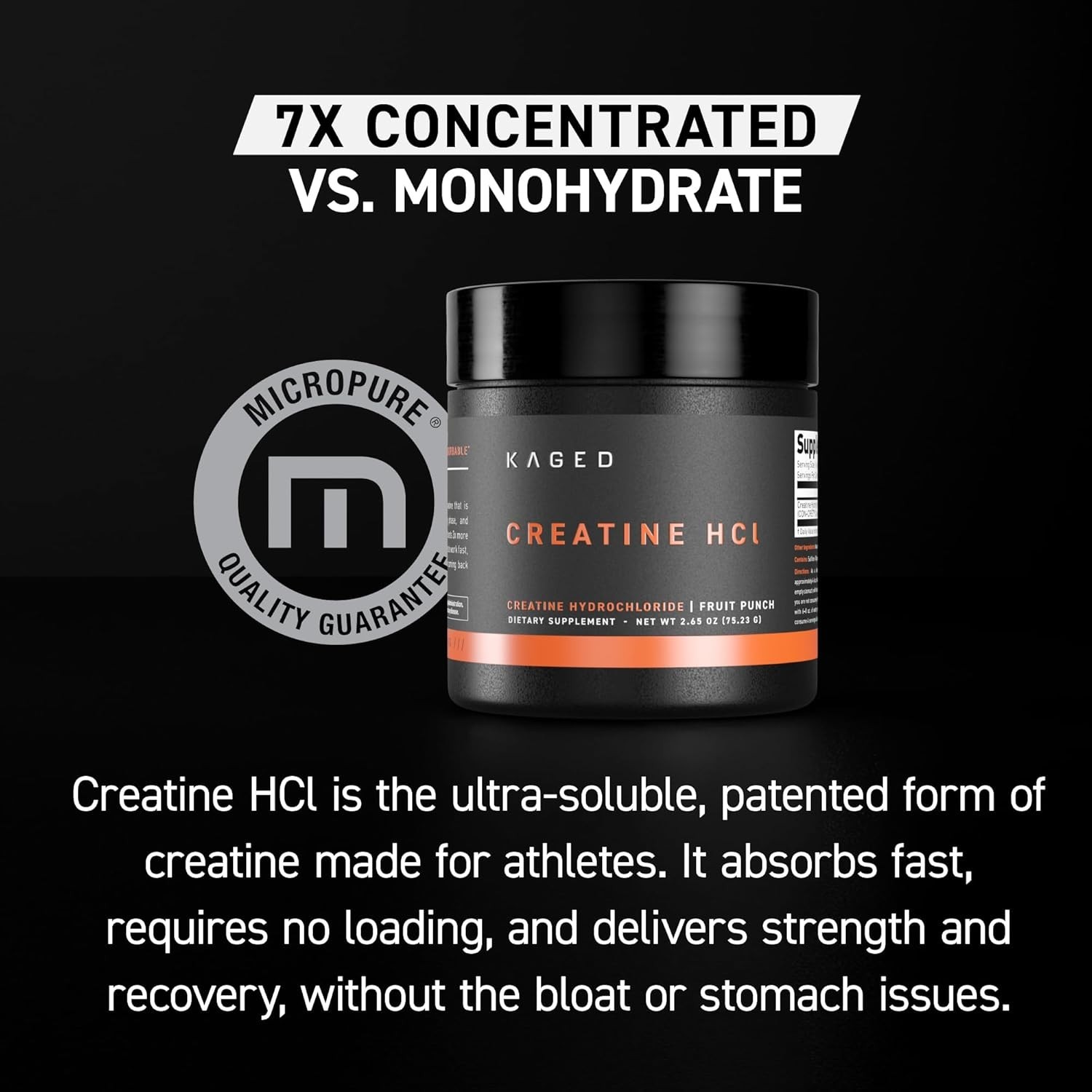 Kaged Creatine Hcl 750Mg Premium Soluble Nutritional Supplement 75 Capsules