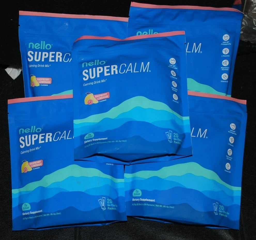 100-Pack Nello Supercalm Powdered Calming Drink Mix Raspberry Lemonade