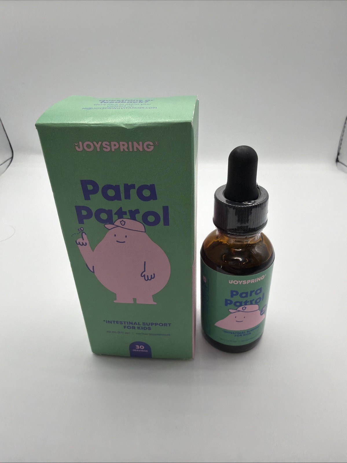 JoySpring Para Patrol Intestinal Support Herbal Supplement Kids Raspberry 30 mL