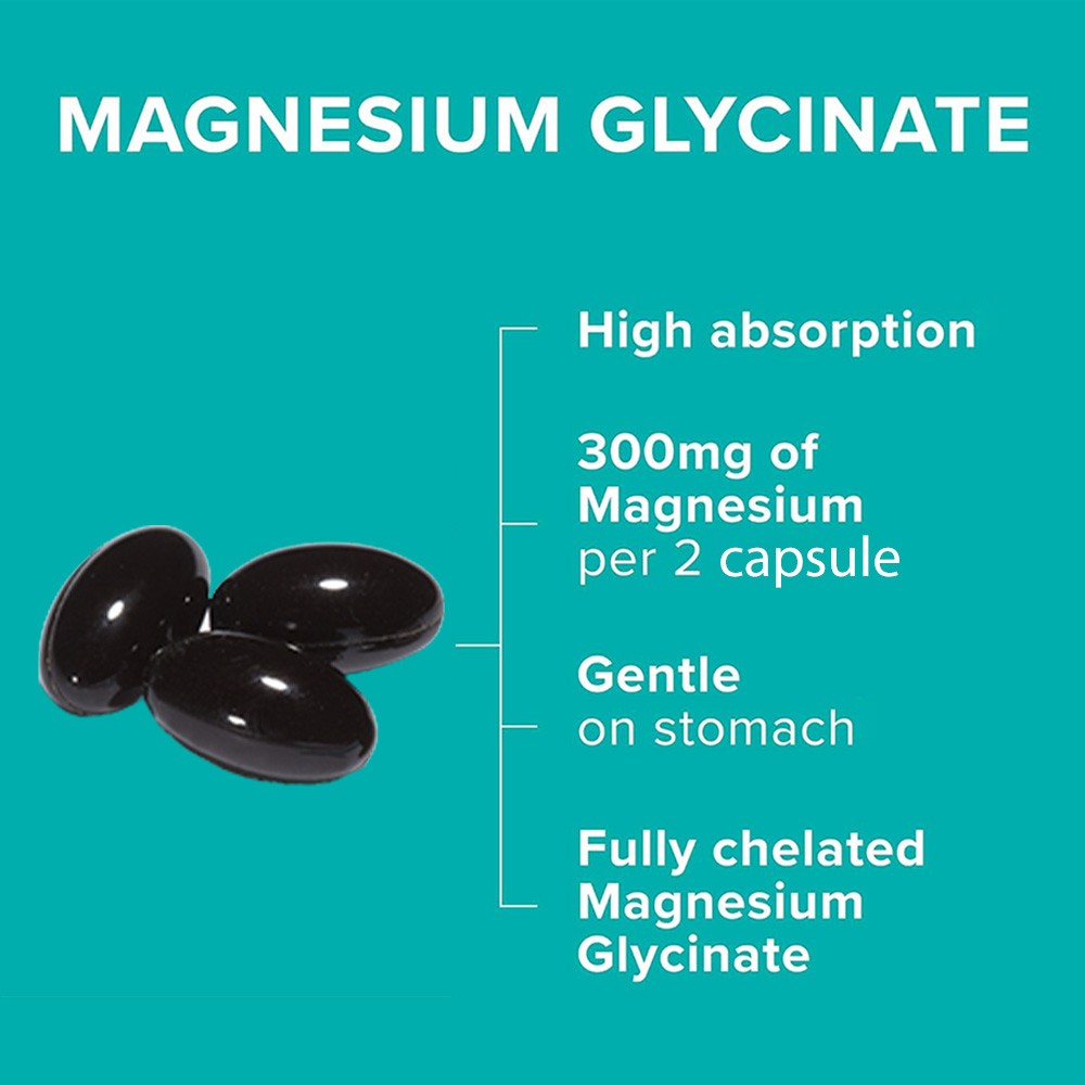 Magnesium 30/60/120 Capsules – glycinate 300mg – Metabolism, Fatigue