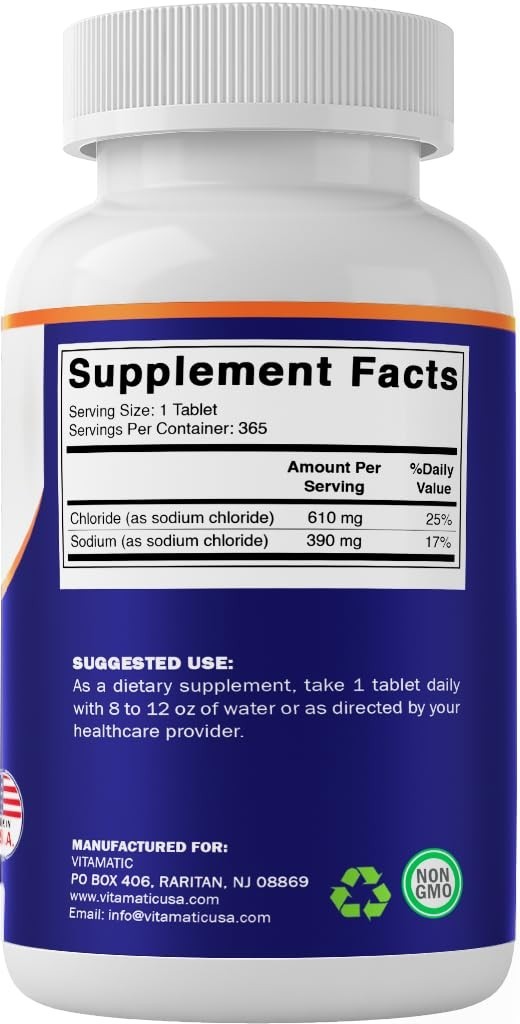 Sodium Chloride 1000mg – 365 Tablets x2 – Electrolyte Replenisher, Hydration Sup