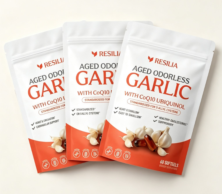 1-5x Resilia Garlic Extract 600mg Softgels 60 Count Odorless Aged Garlic Extra