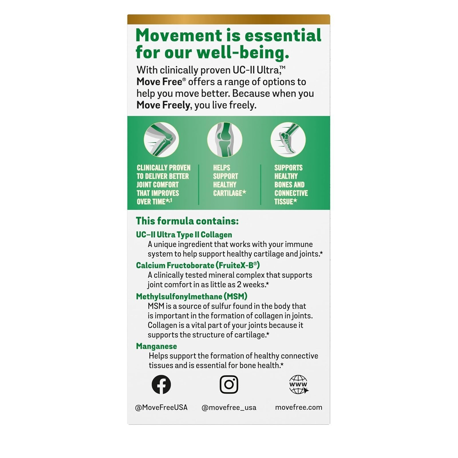Move Free Ultra Pro Joint Support – Type 2 Collagen & MSM – 120 Tablets