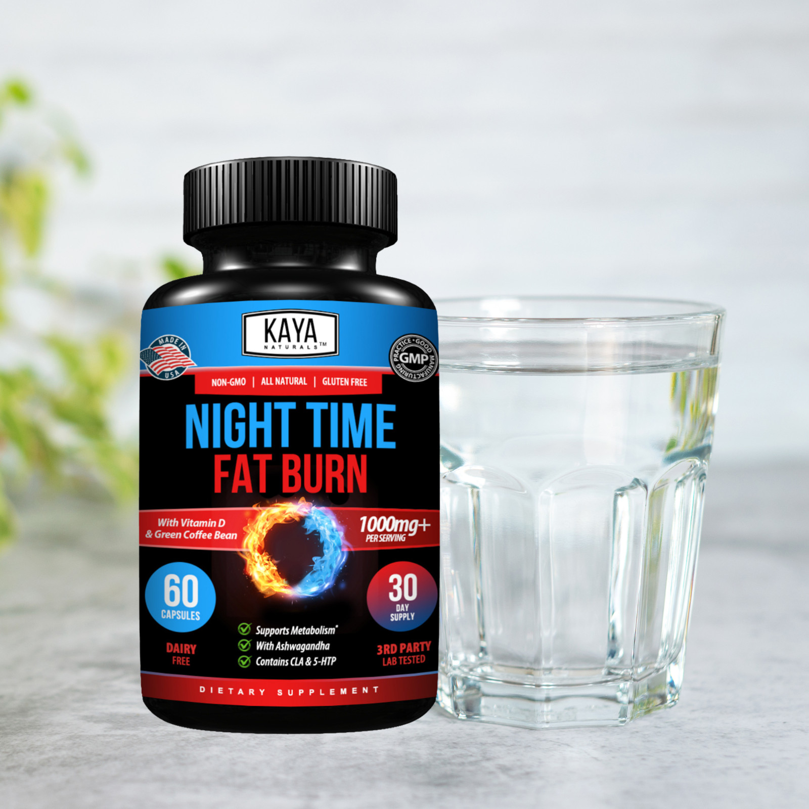 (2 Pack) Night Time Fat Burn Supplement 60ct, Metabolism Support, Weight Loss