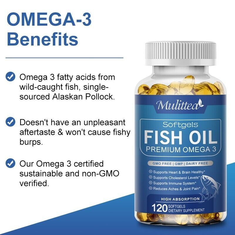 Organic Alaska Deep Sea Fish Oil, Omega 3 DHA/EPA 1000 mg 120-600Softgels
