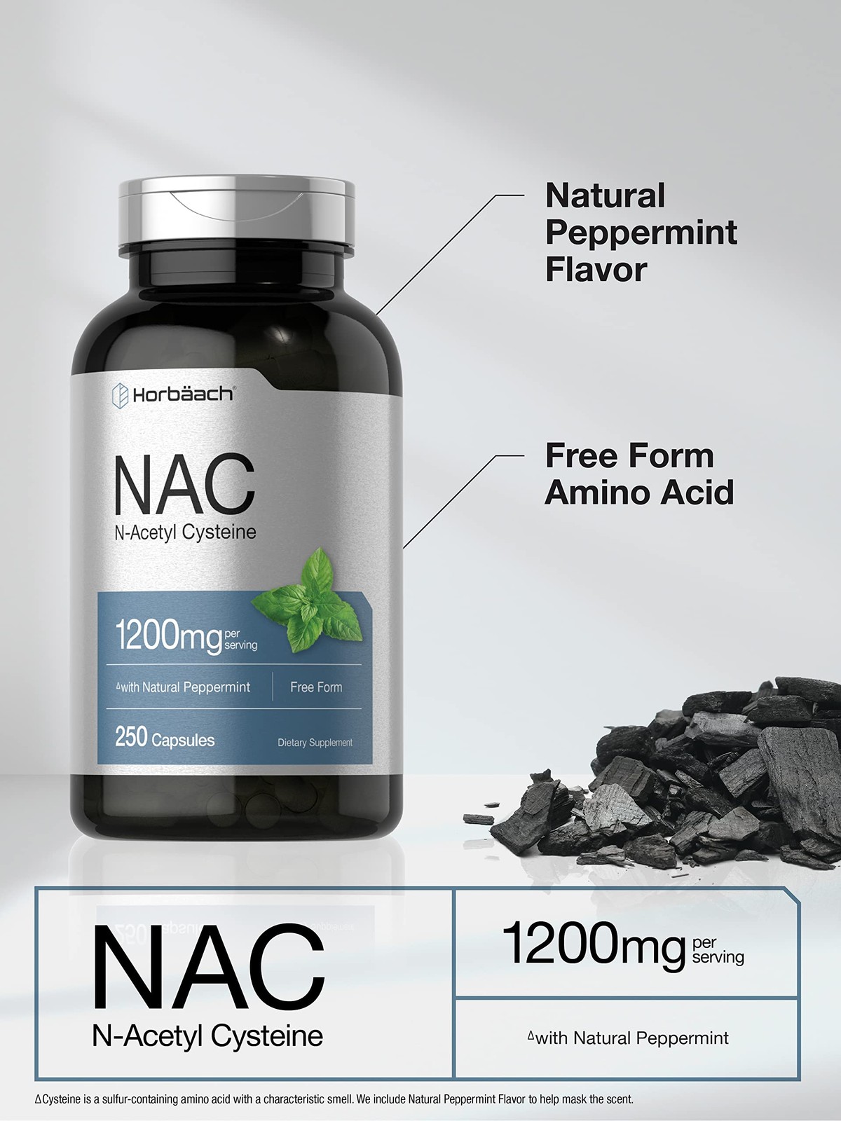 Horbäach NAC N-Acetyl Cysteine Supplement 1200mg | 250 250 Count (Pack of 1)