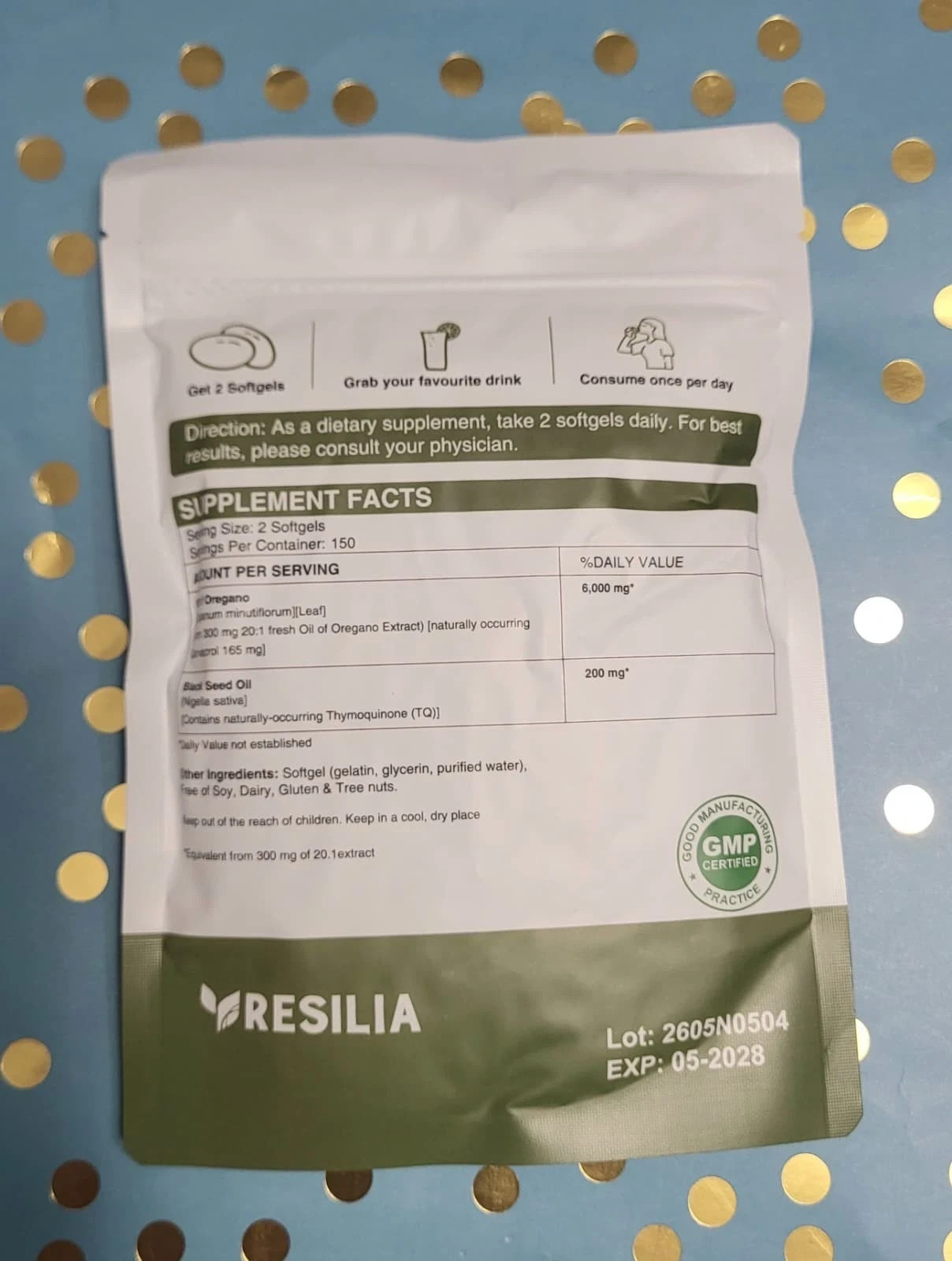 Resilia Black Seed Oil 6000mg Oregano Oil 300 Softgels Immune Digestive Support