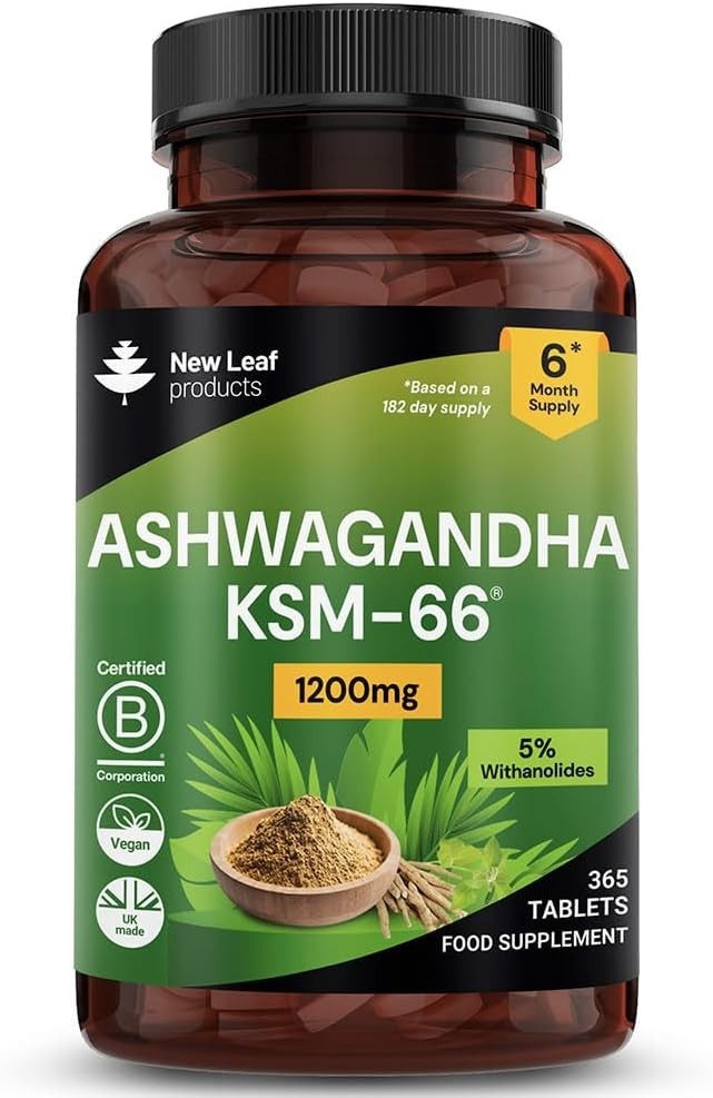 Ashwagandha KSM 66-365 (6 Months Supply) 1200mg Vegan Tablets