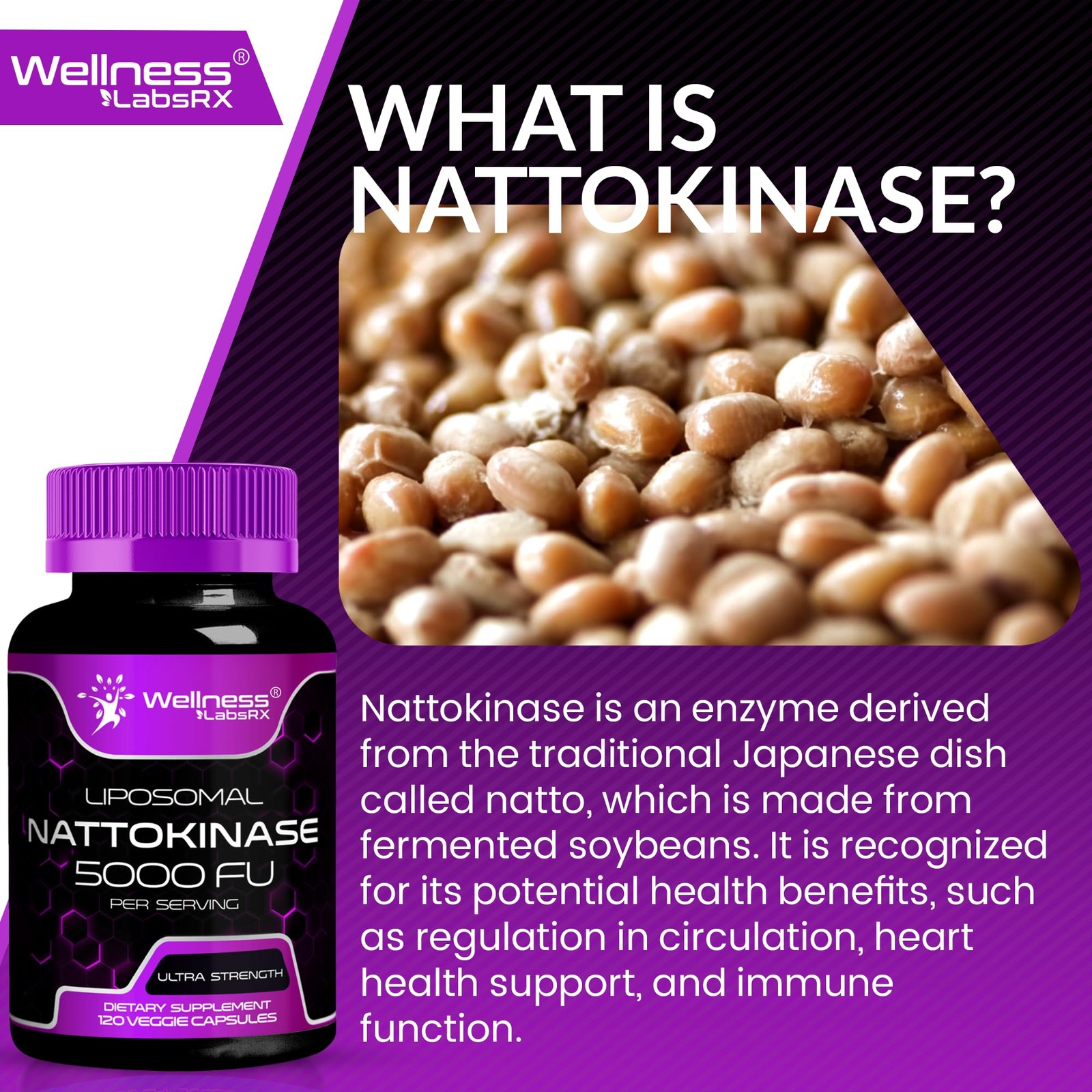 Nattokinase Supplement Capsules 5000 FU, ThirdParty Tested Nattokinase – Enzy…