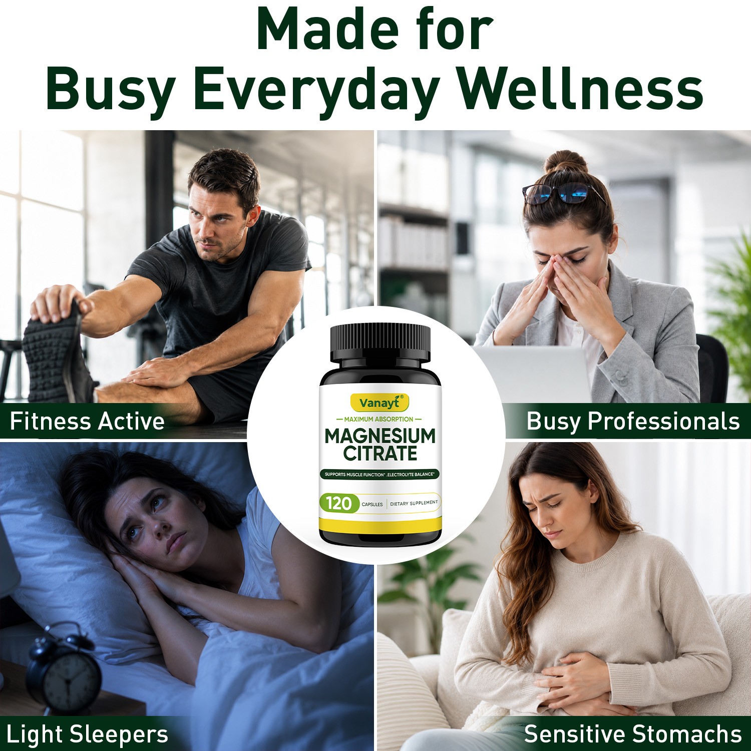 Magnesium Citrate Capsules 500mg Per Serving – Highest Potency 120 Capsules