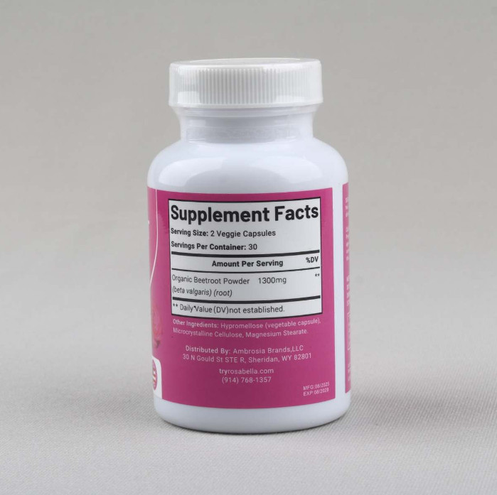 1-5pack Rosabella Supports Blood Pressure 60Ct Organic Beet Root Powder