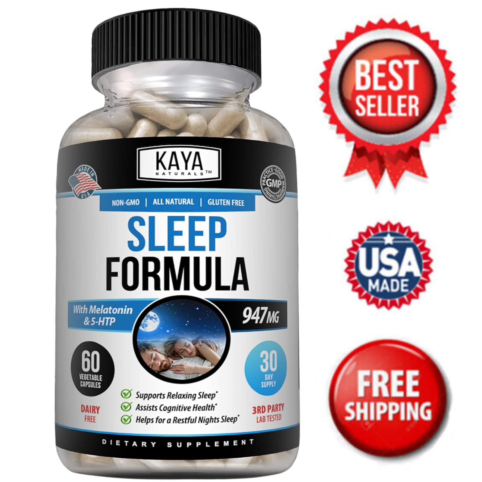 Deep Sleep Formula 60ct, Fall Asleep & Stay Asleep, Melatonin Sleeping Aid