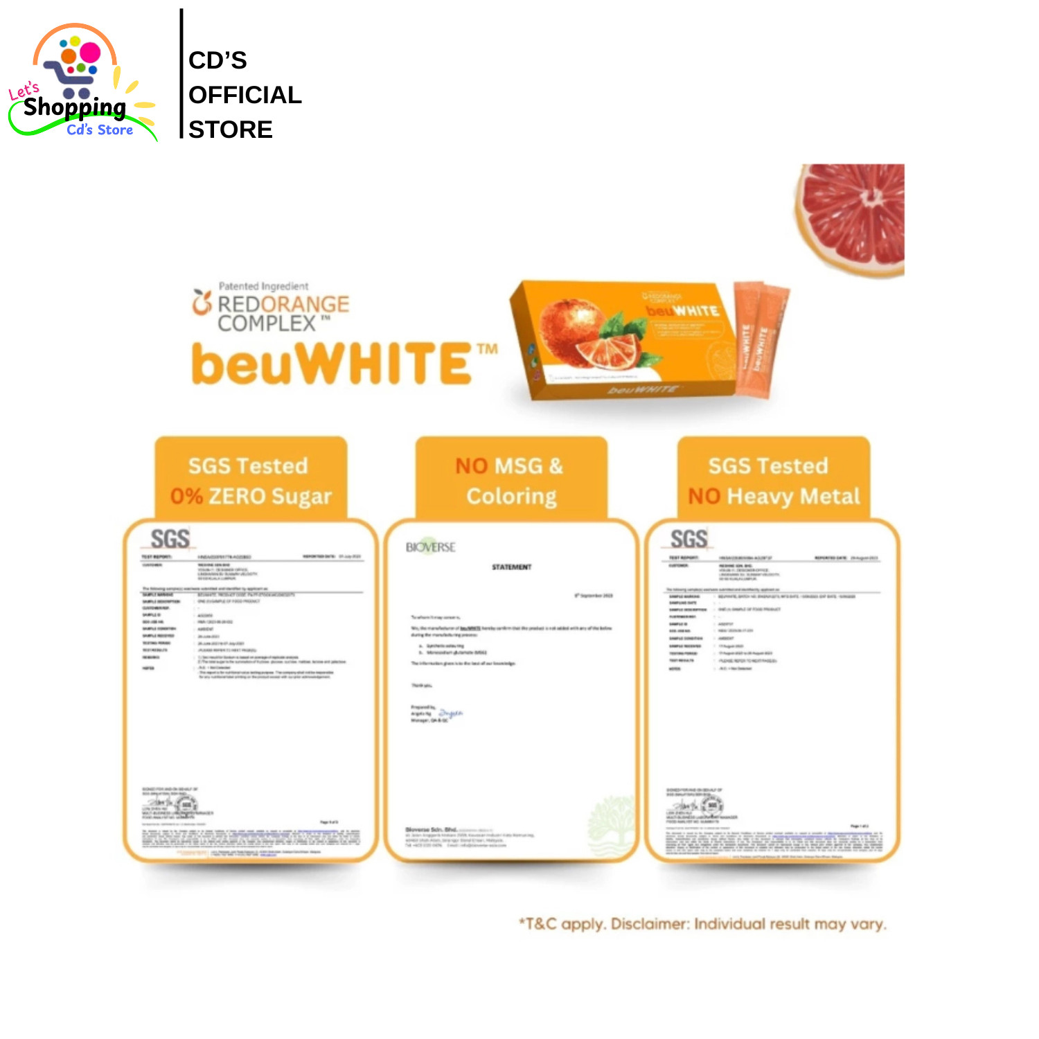 beuWHITE Oral Whitening Sunblock with Red Orange Complex – 30 Sachets (2g Each)