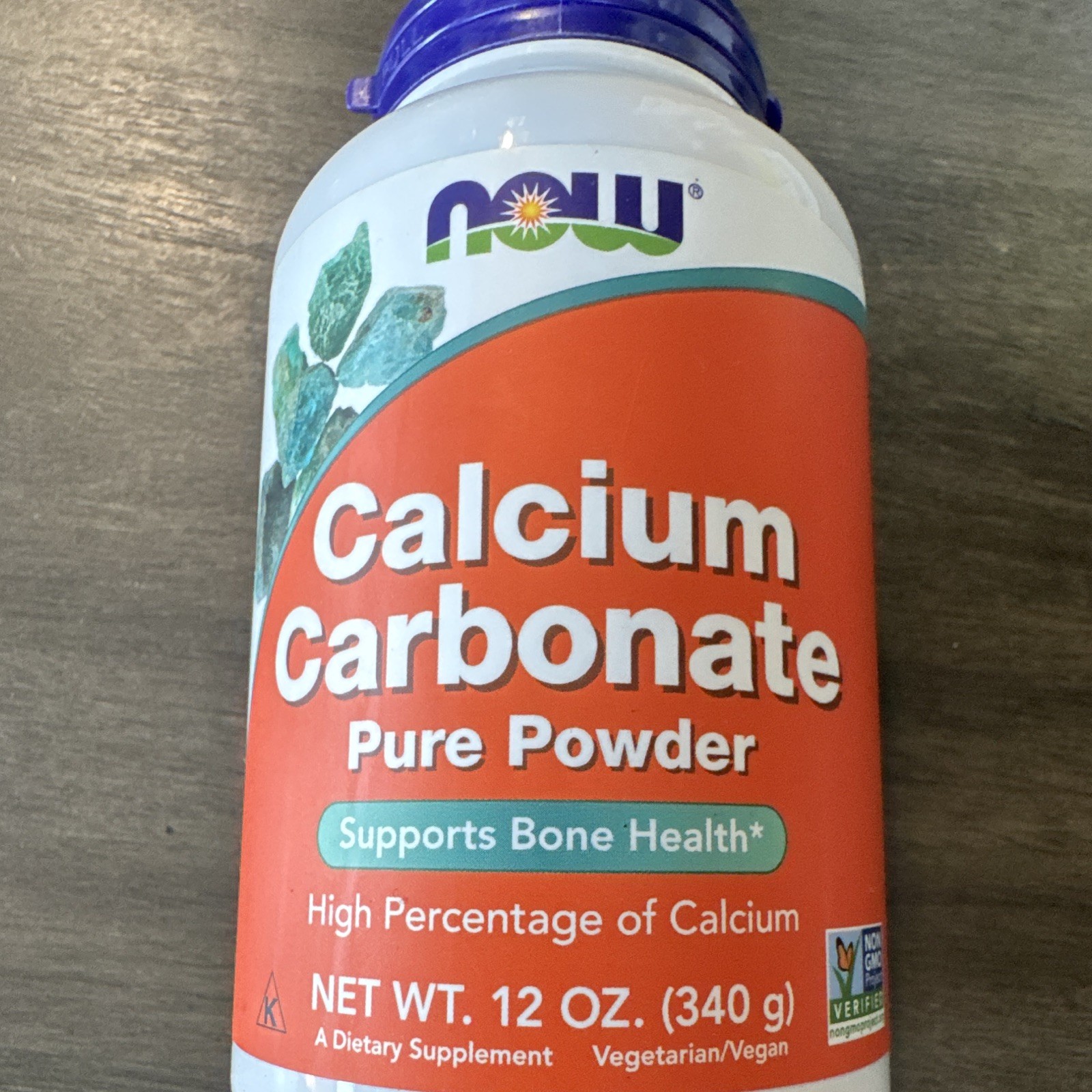 NOW Calcium Carbonate Pure Powder Bone Health 12 oz (340 g) Vegan, Unflavored