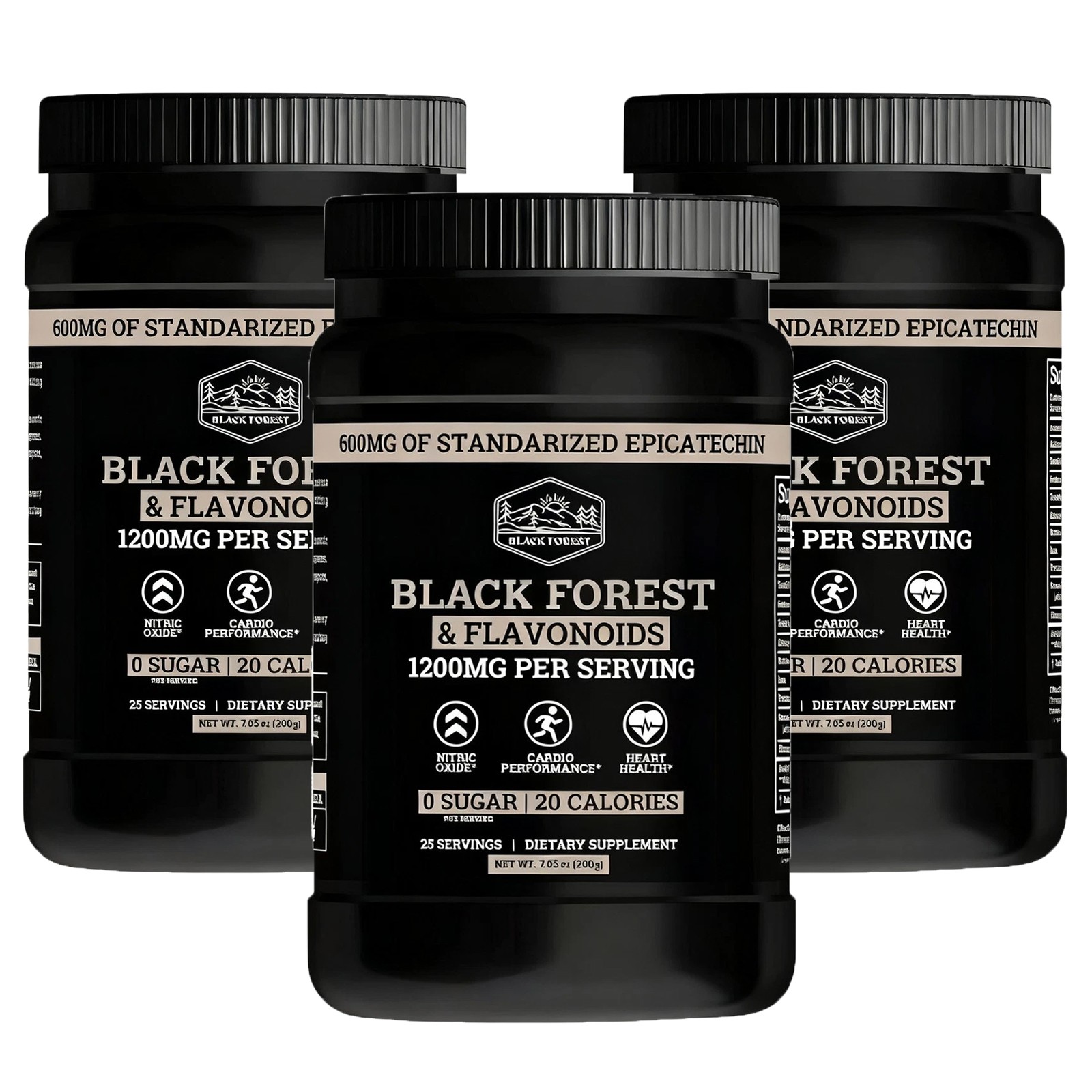 Forest Black 3Pcs High Flavanol Cocoa Powder and Flavonoids Supplements 1200mg