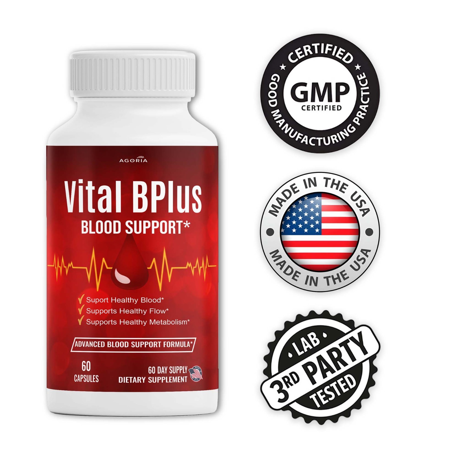 (6 Pack) Vital B Plus Advanced Blood Support Supplement VitalBPlus Capsules