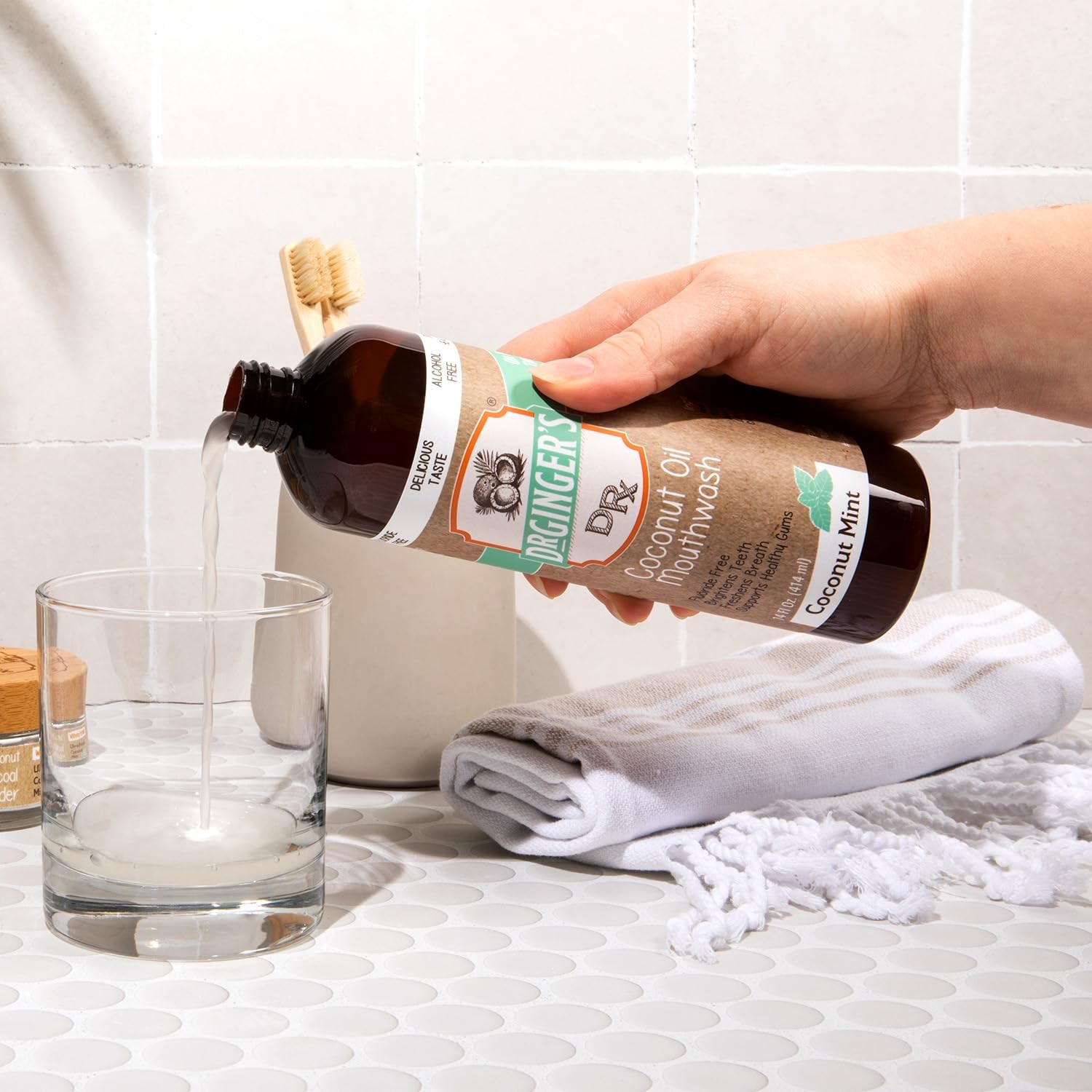 Dr. Ginger’s Coconut Oil Pulling Alcohol Free Mouthwash 14 FL Oz (Pack of 2)