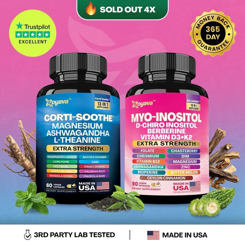 2 Pack-Zoyava Cortisol Myo-Inositol Extra Strength Stress Relief Hormone Support
