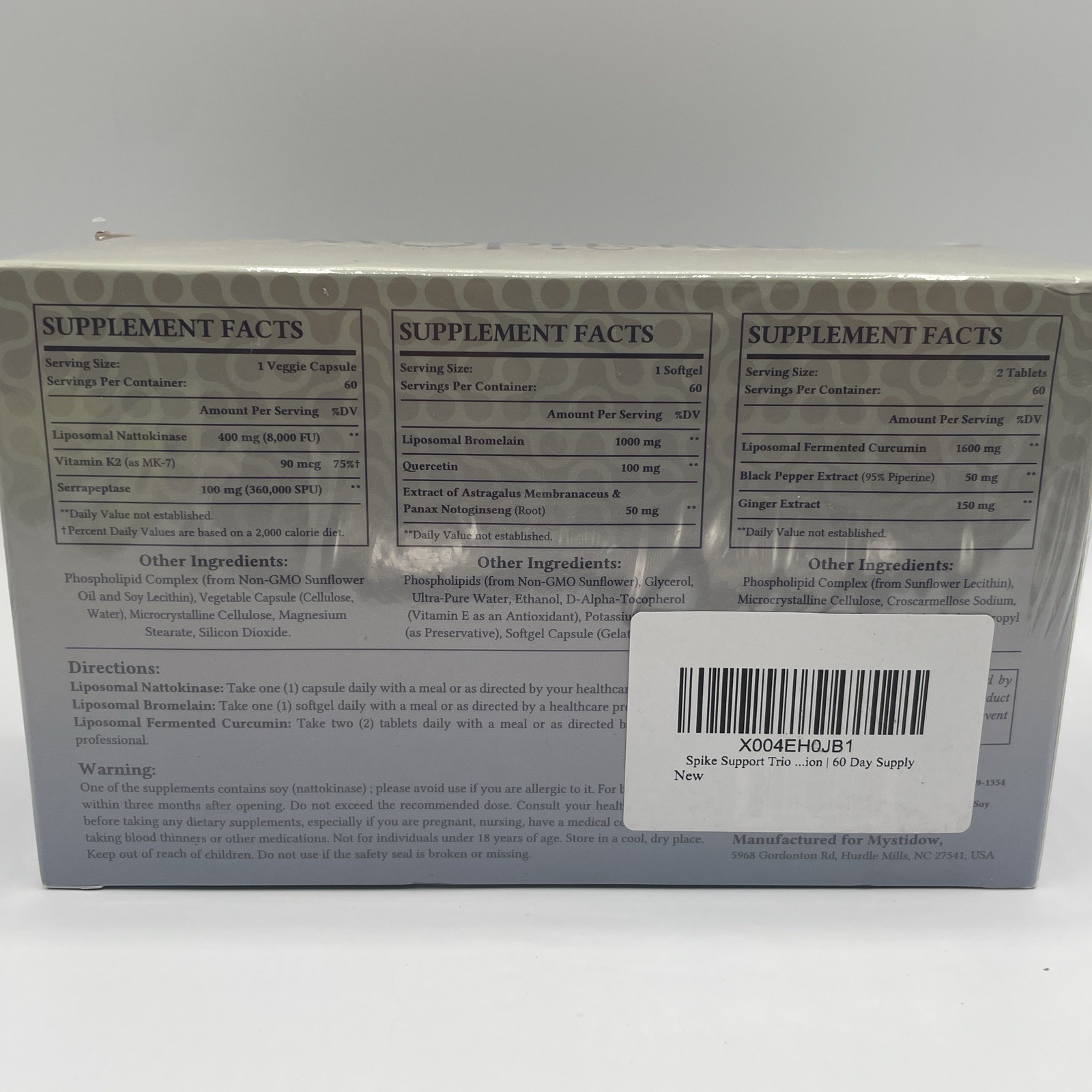 Mystidow Spike Support Trio Liposomal – 60 Capsules Ea EXP 02/2028 – SameDayShip