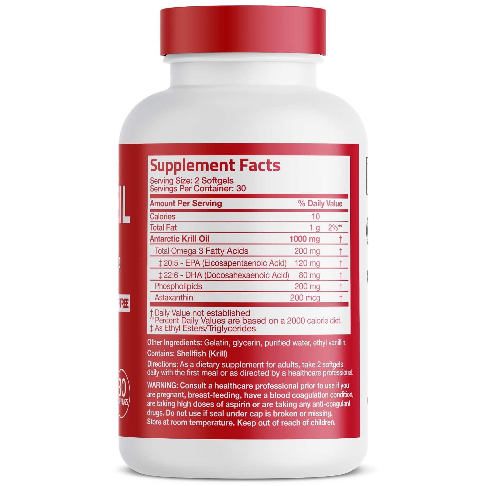 Antarctic Krill Oil 1000mg with Omega-3s EPA, DHA and Astaxanthin