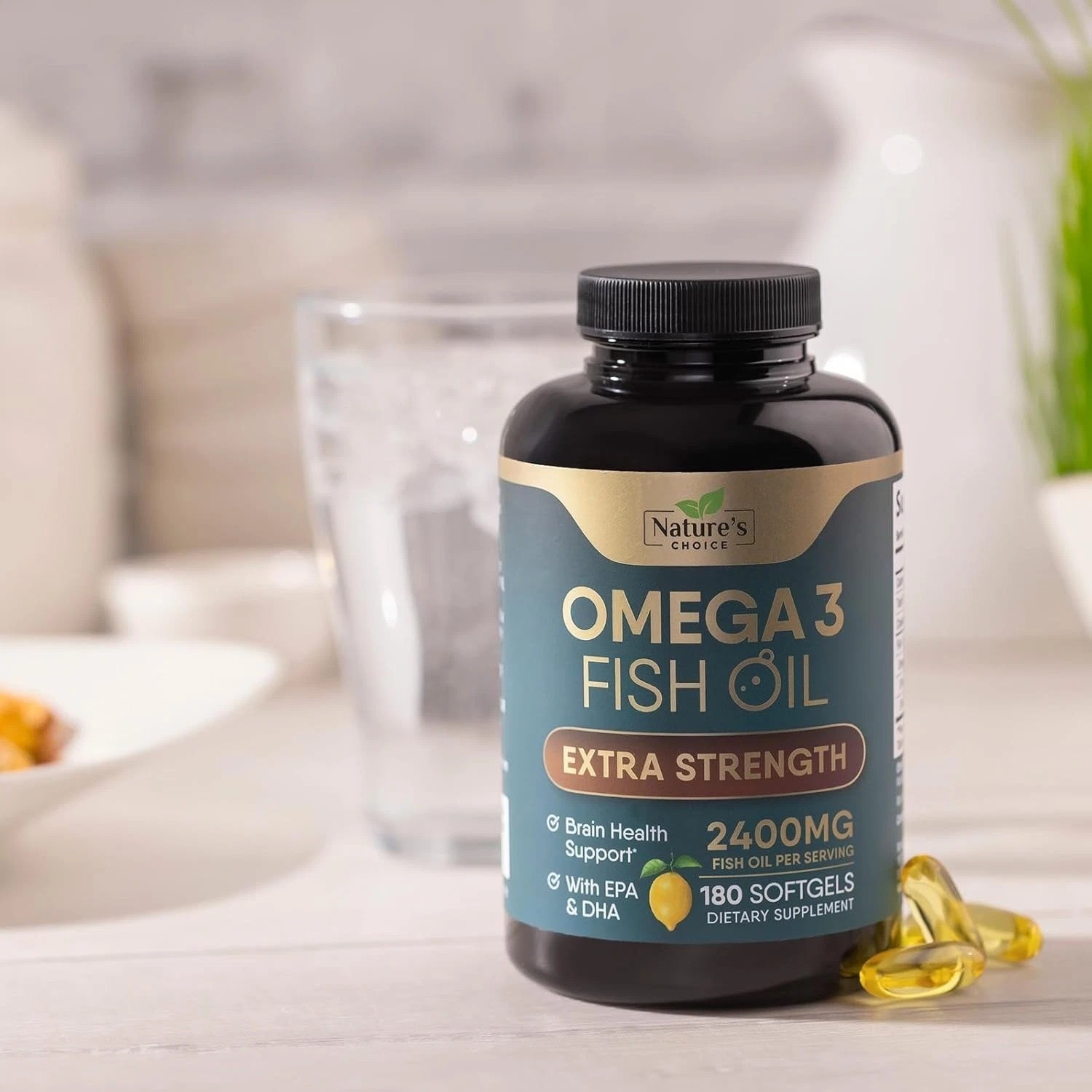 Triple Strength Omega 3 Fish Oil Supplement 2400 mg – EPA & DHA Fish Oil Omega 3