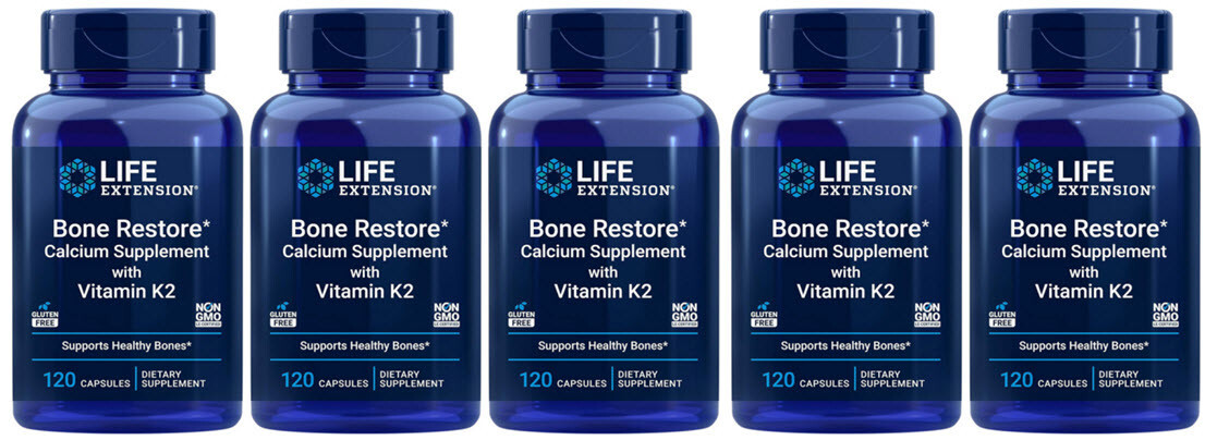 BONE RESTORE CALCIUM SUPPLEMENT with VITAMIN K2 600 Capsule LIFE EXTENSION
