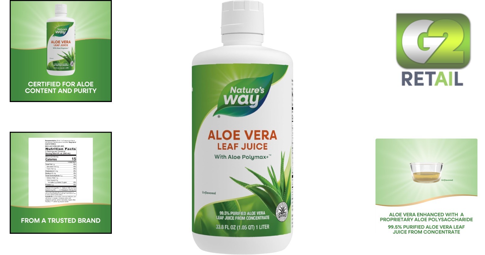 99.5% Purified Aloe Vera Juice with PolyMax+ – Pure Hydration Elixir, 33.8 Fl Oz