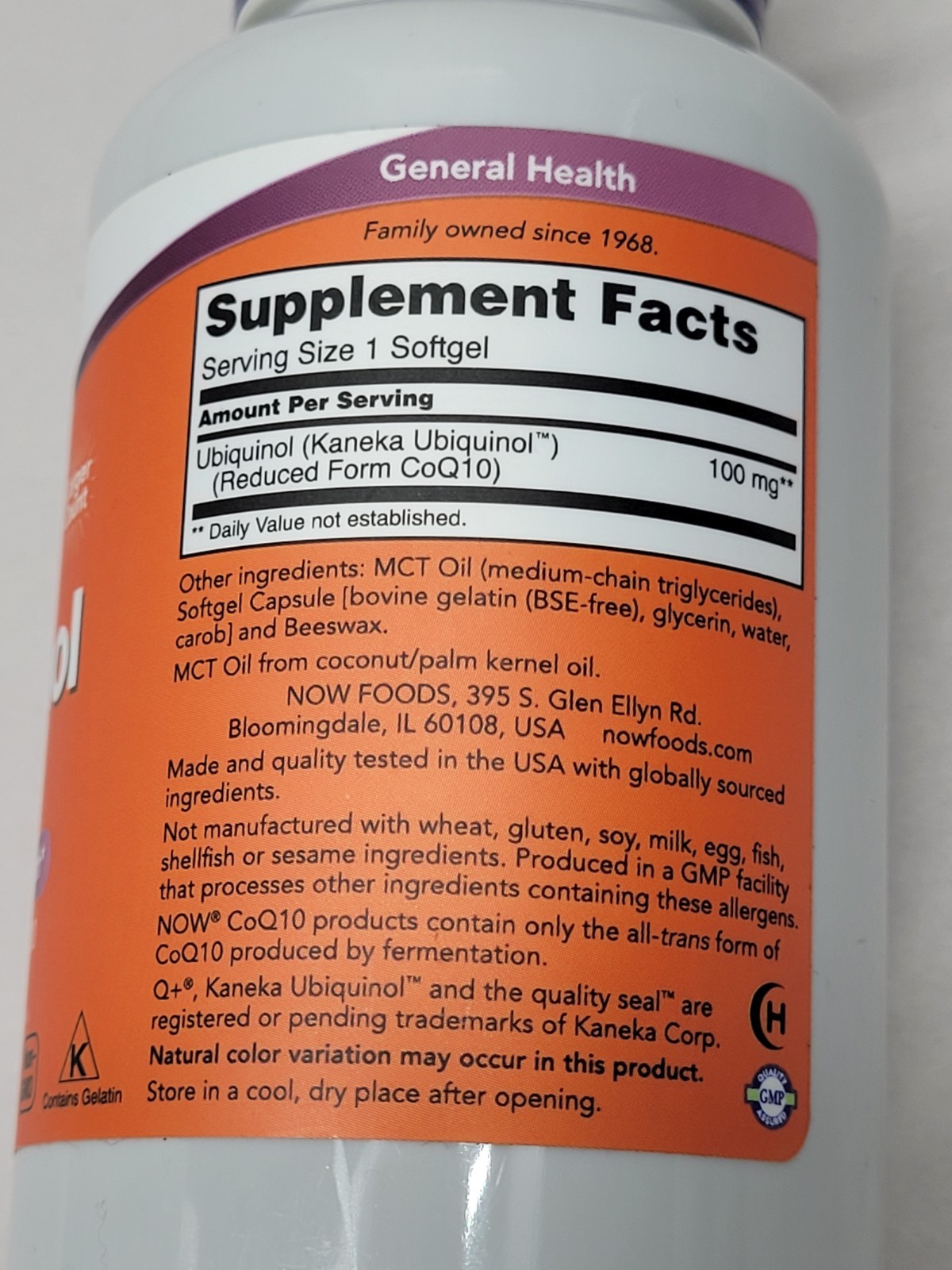 NOW FOODS Ubiquinol 100 mg 120 Softgels BB 02/2028