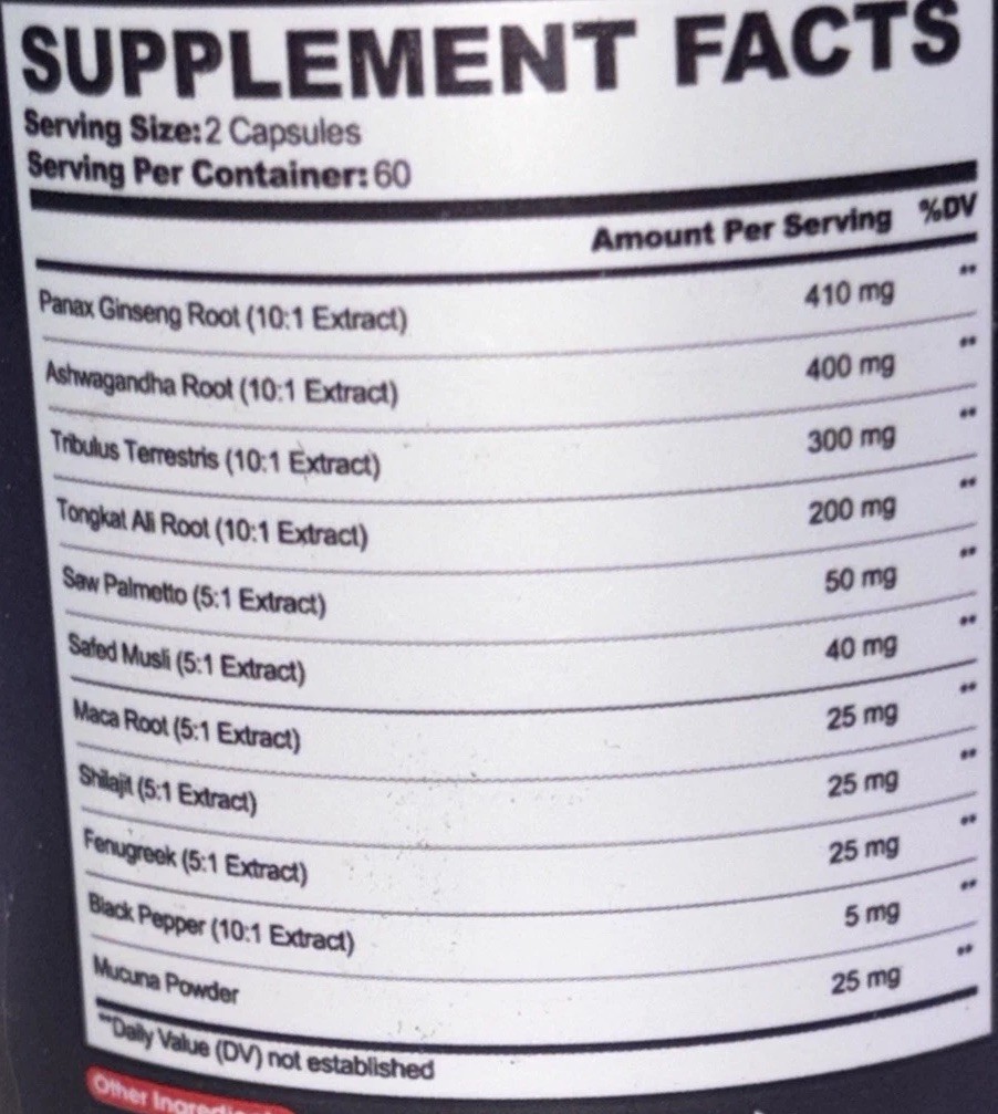 Panax Ginseng, Ashwagandha, Saw Palmetto, Maca, Two Pack 120ct Each Exp08/2027