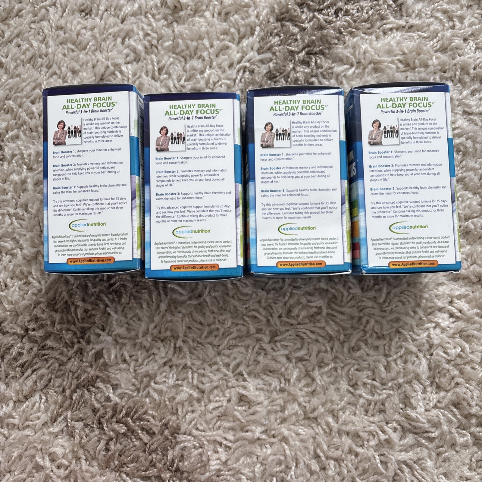 4 Pack – Applied Nutrition Healthy Brain All-Day Focus 50 Tablets/Box Exp 12/26