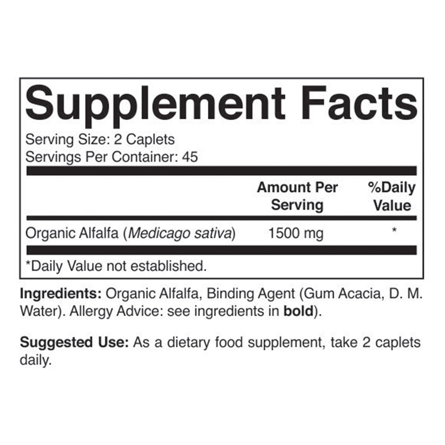Brieofood Organic Alfalfa 1500mg, 45 Servings, Vegetarian, Gluten Free, 90 Veget