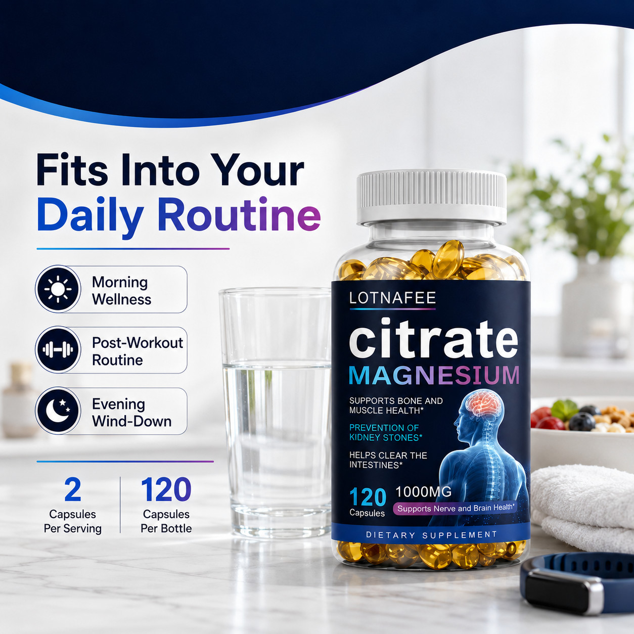 Magnesium Citrate 1000mg Capsules Super Strong Effective Capsules 120 Softgels
