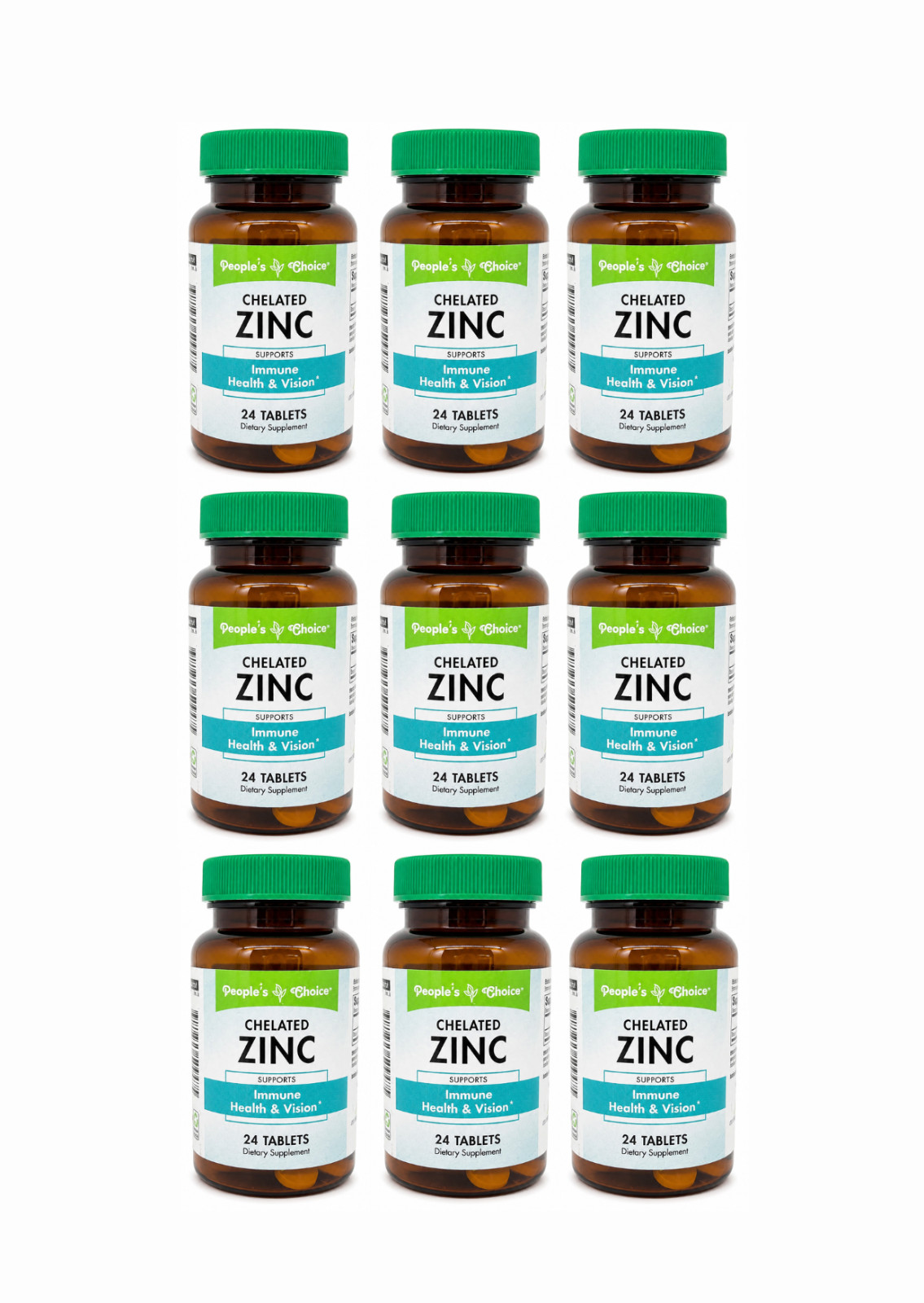People’s Choice Chelated Zinc 24 Tablets 9 Pack Immune Health & Vision