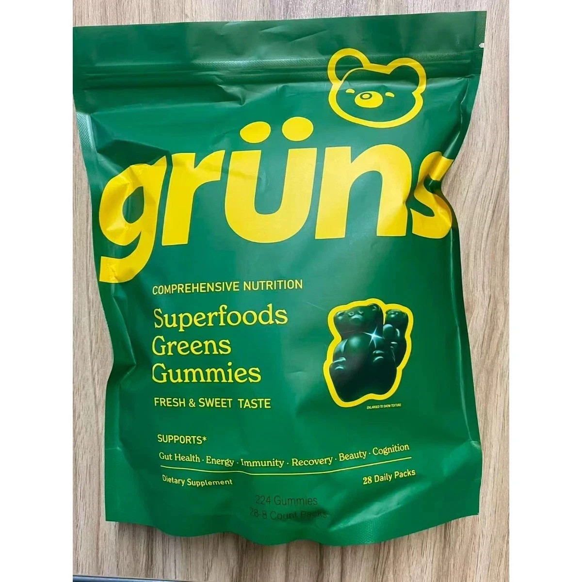 Gruns SuperFood Greens Gummies – Low Sugar – 28 Pack