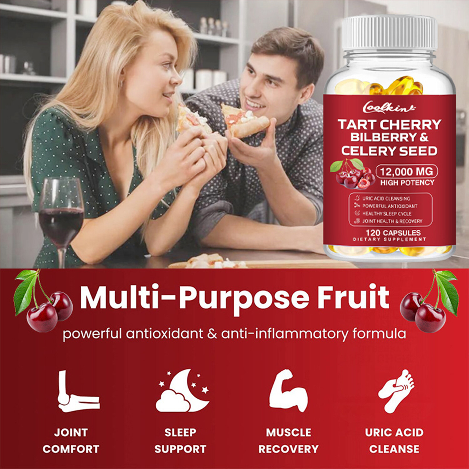 Tart Cherry Bilberry & Celery Seed – Supports Uric Acid, Relieve Joint Pain