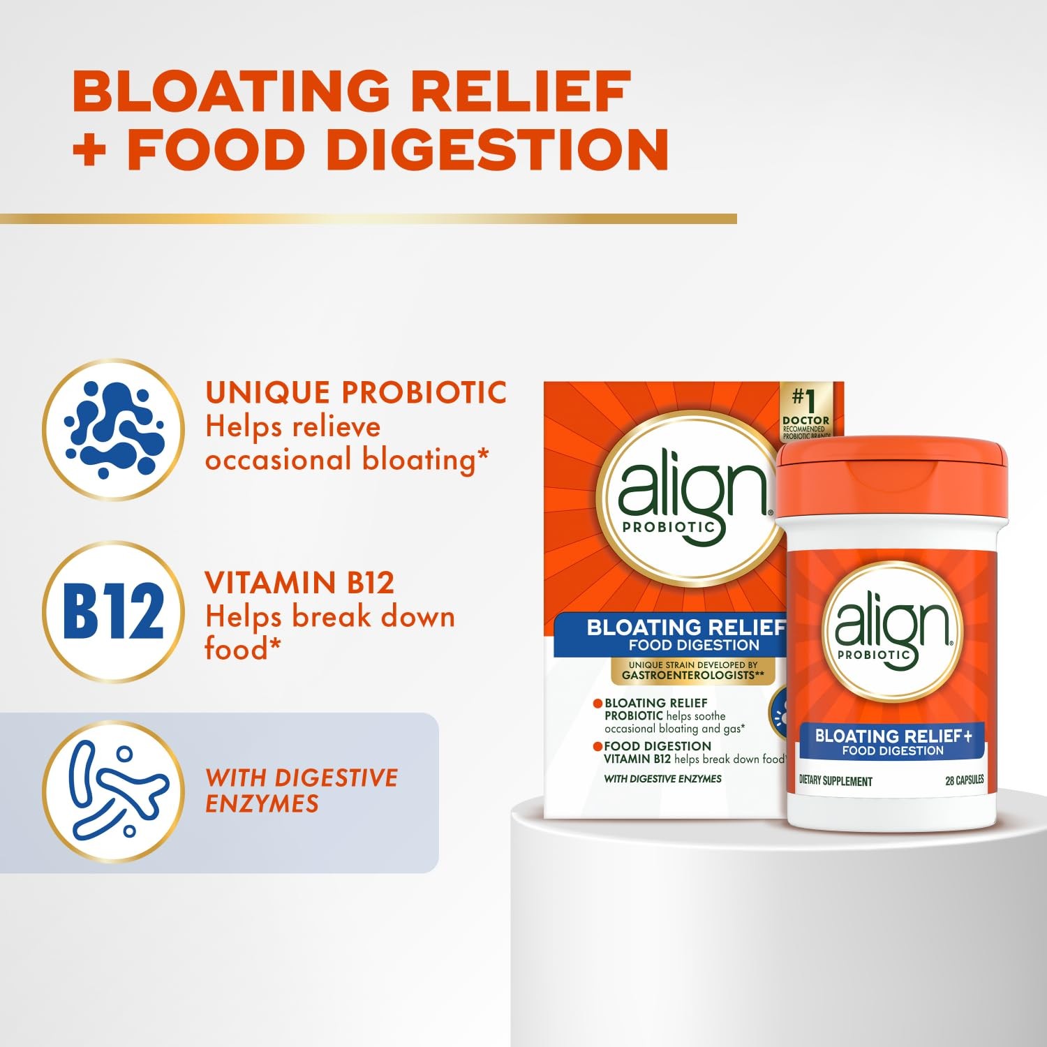 Align Probiotic Bloating Relief + Food Digestion, Probiotics for Women and Me…