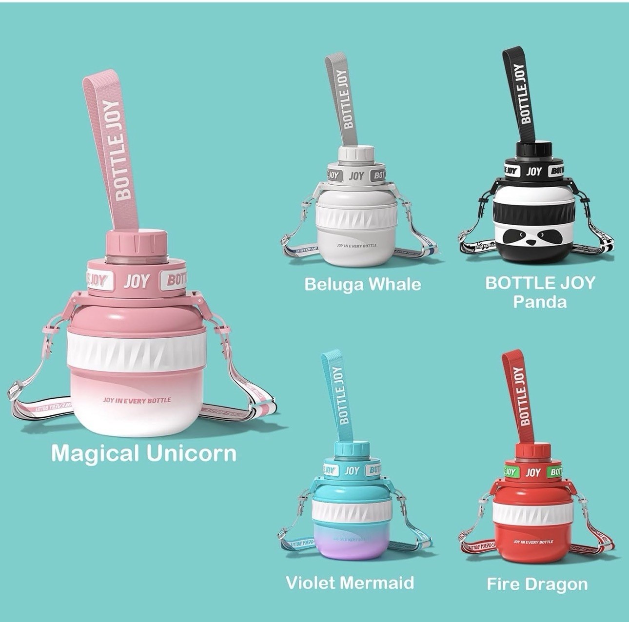 BOTTLE JOY Stainless-Steel Water Bottle: Kids 16 Ounces, Magical Unicorn