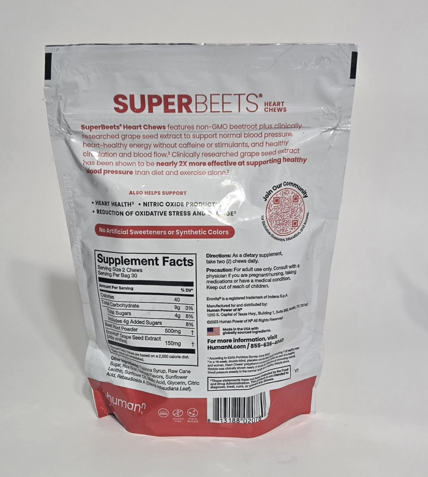 Humann Super Beets Heart Chews Pomegranate Berry Lot of 2 – 60 Per Bag/120 Total