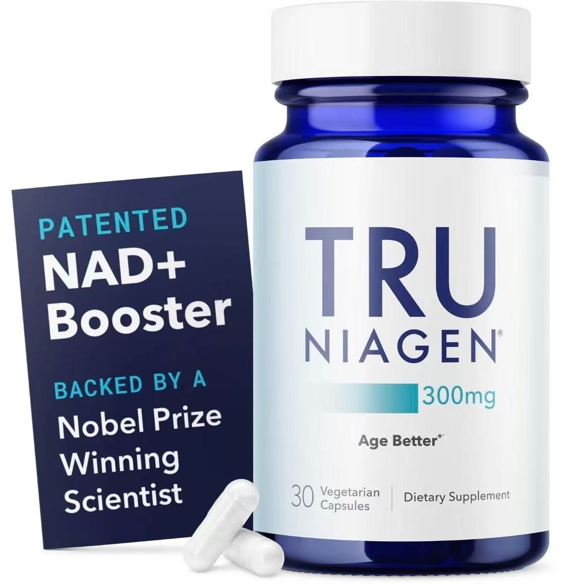 Tru Niagen 300mg NAD+ Booster Capsules 30 Count Vegetarian Halal Kosher Healthy