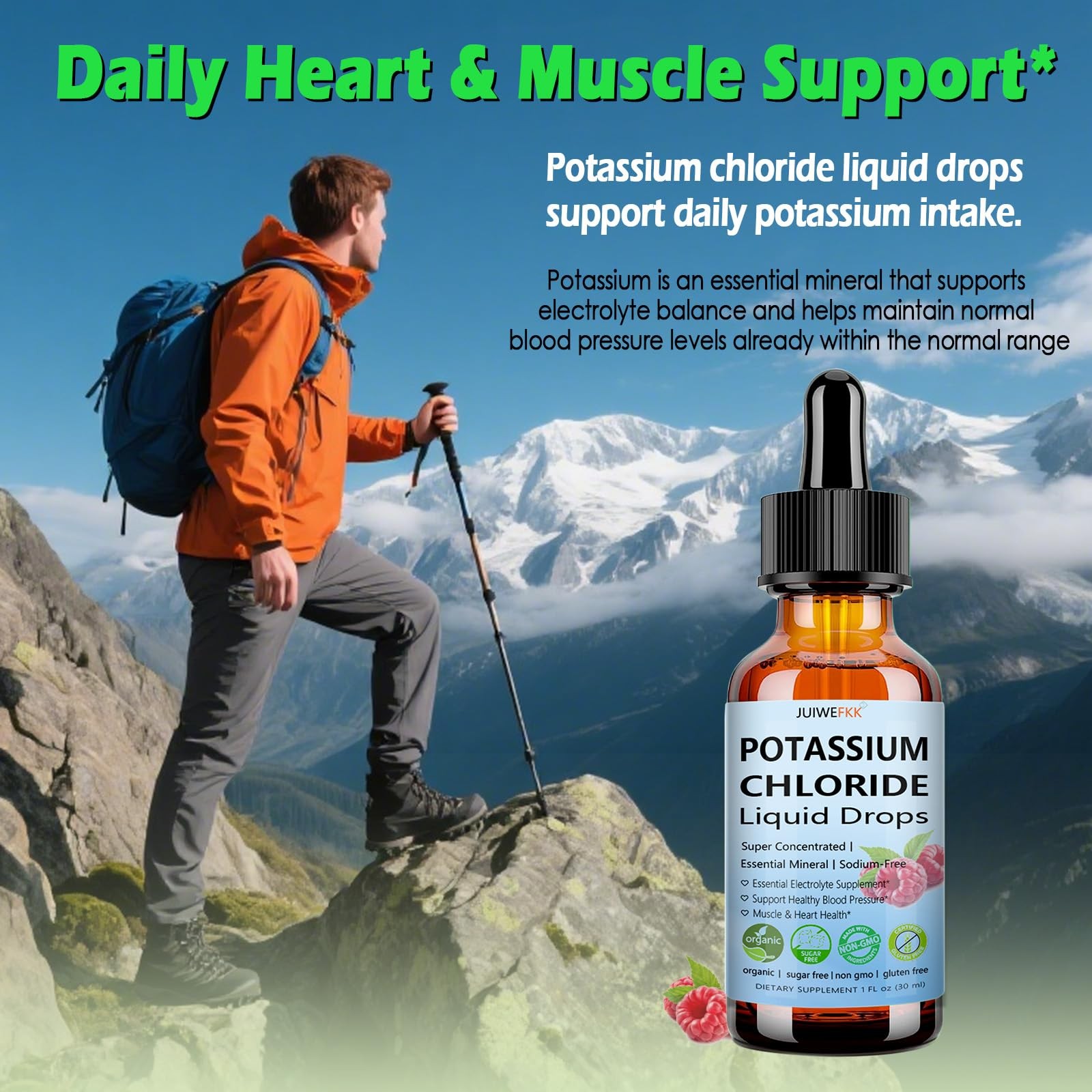 Potassium Chloride Liquid Drops, Highly Absorbable 1 Fl Oz (Pack of 1)