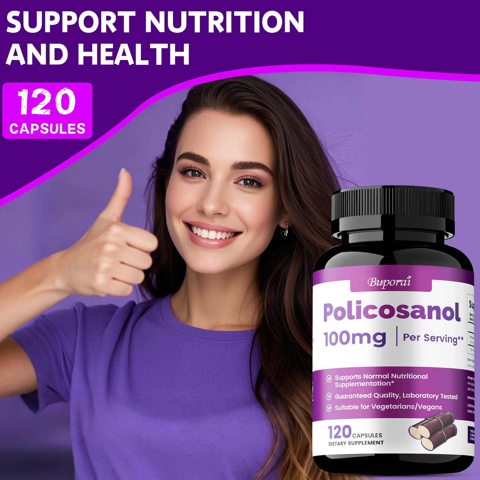 Policosanol 100mg – Lowers Cholesterol, Gluten Free and Vegetarian Friendly