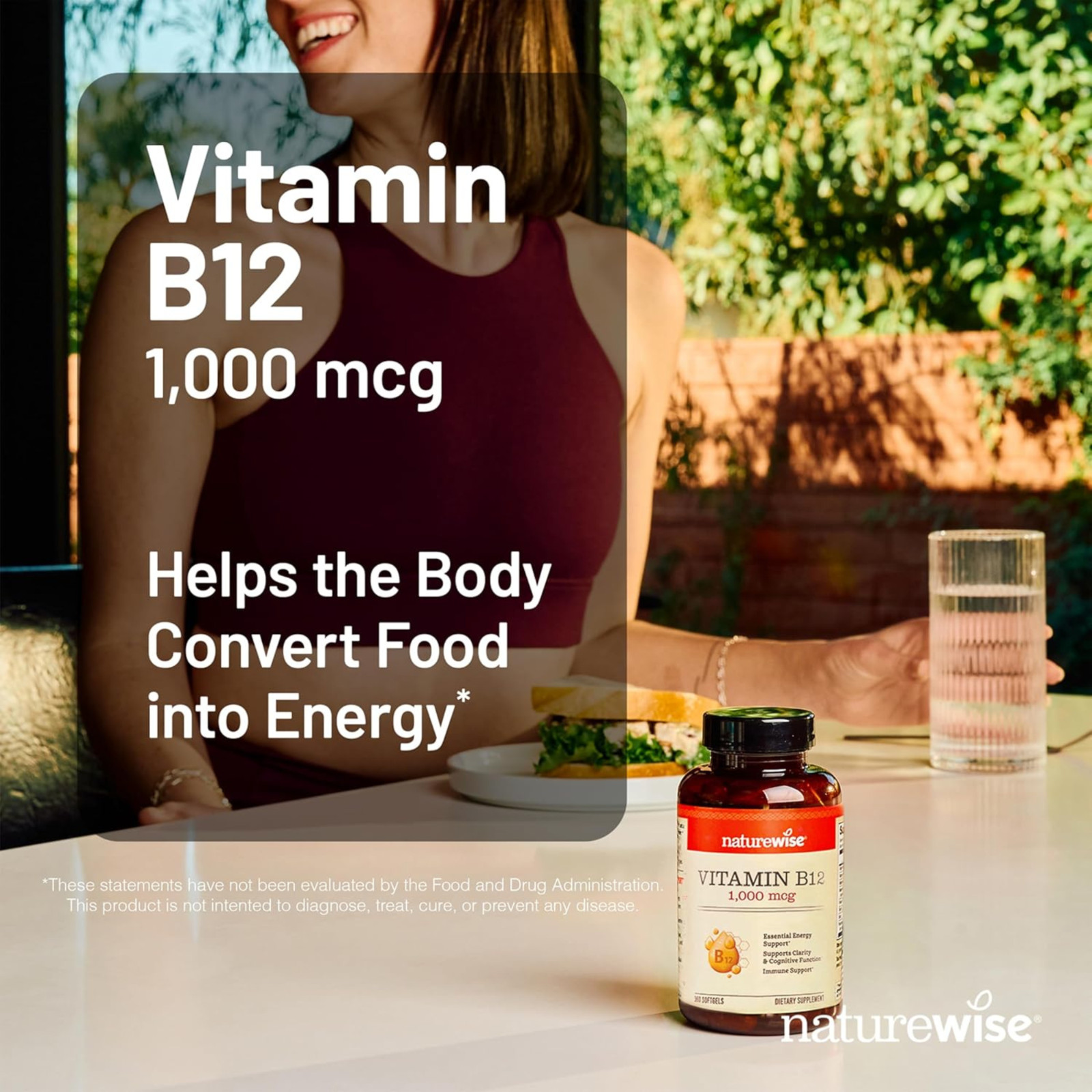 NatureWise Vitamin B12 1000mcg 60 Softgels Energy Brain Nerve Gluten Free Halal