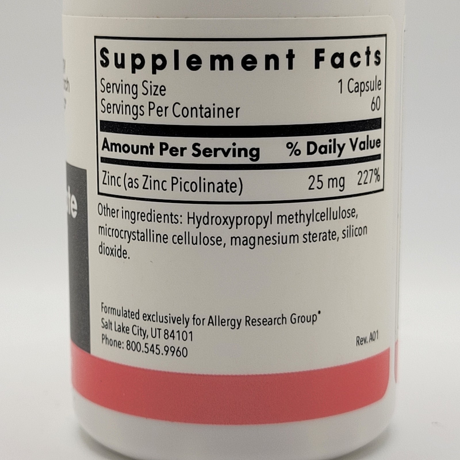 Zinc Picolinate 60 Veg Caps By Nutricology/ Allergy Research Group