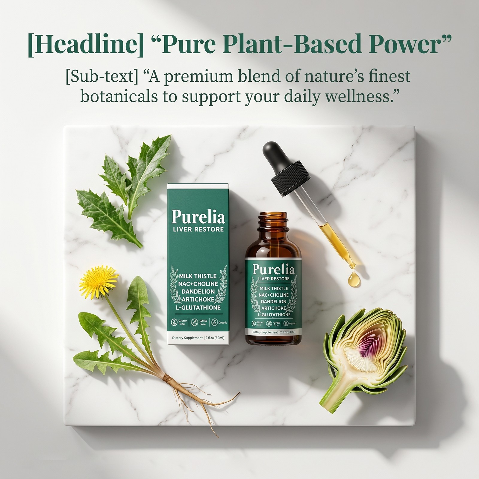 Purelia Liver Restore Complete Liver Support Drops, with Dandelion,Choline