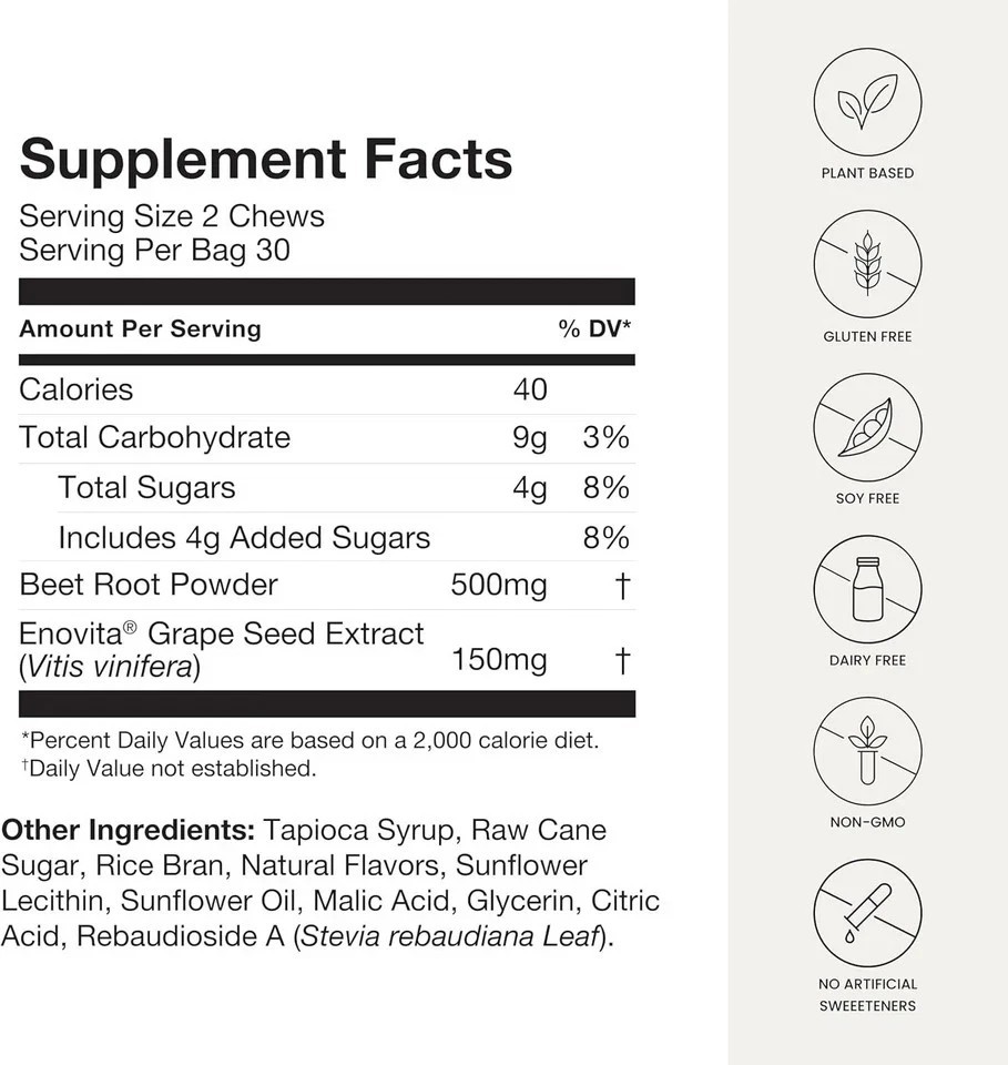 Humann SuperBeets number-3X Chews Heart Oxide Blood & Nitric Pressure Support, 6