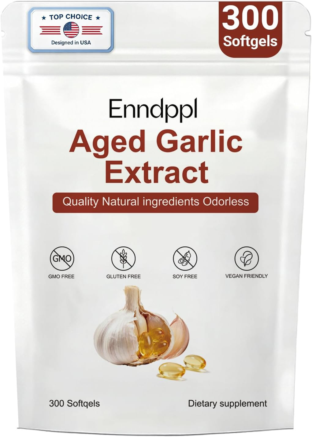 Elare Aged Garlic Extract, 300 Softgels, 7500mg Odorless | Heart & Immune pack 1
