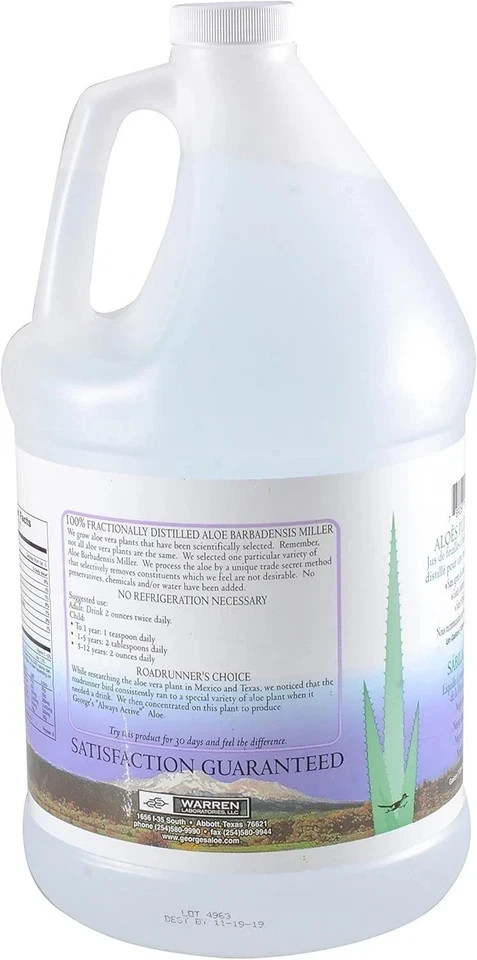 Warren Laboratories George’s 100% Aloe Vera Liquid 128 fl. oz Each (Pack of 2)