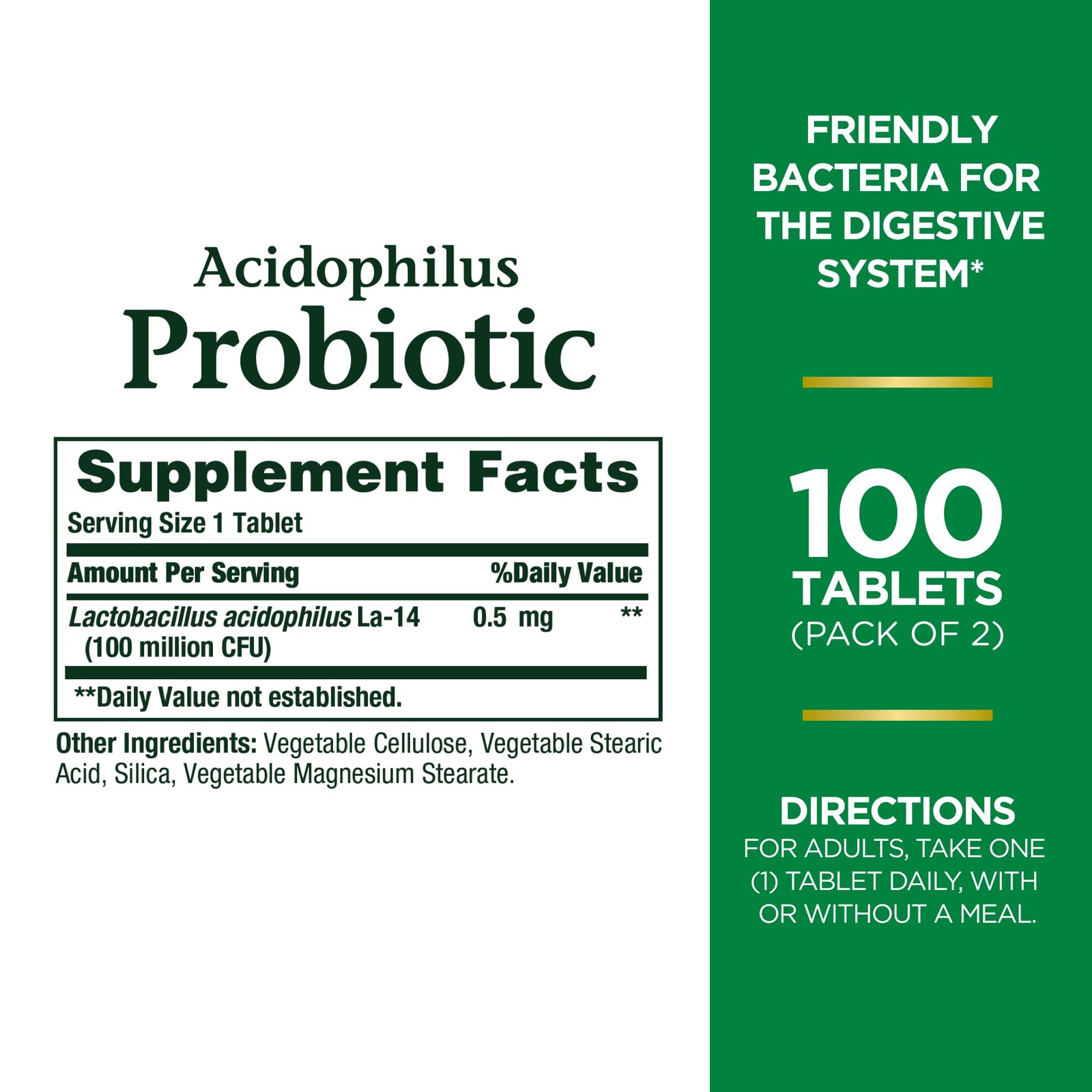 Nature’s Bounty Acidophilus Probiotic 100 Million 120 Tablets Pack of 2