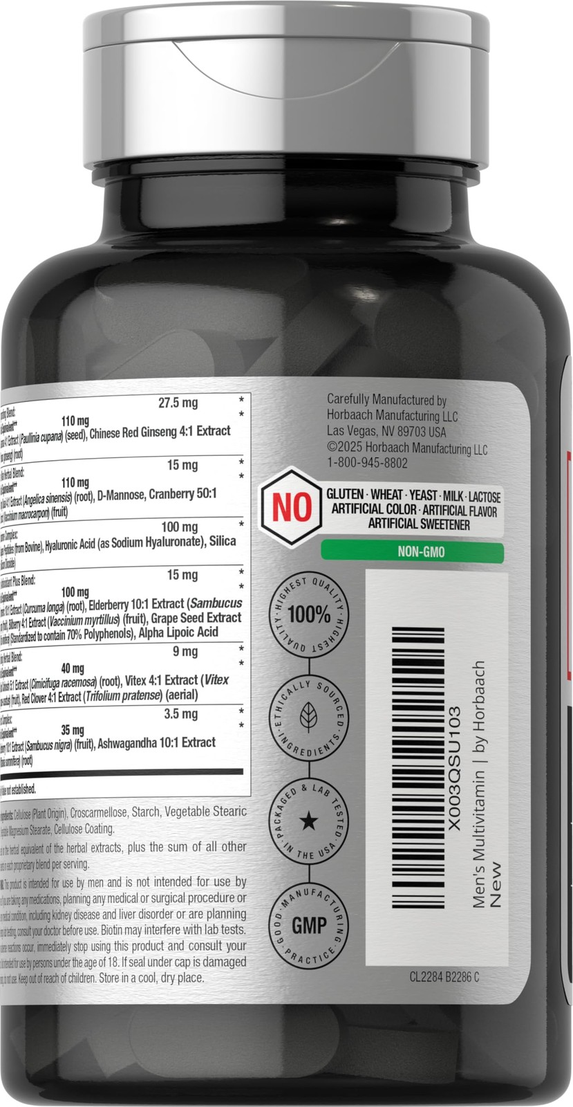 Horbäach Mens Multivitamins 50 Plus | 60 Caplets | with 60 Count (Pack of 1)