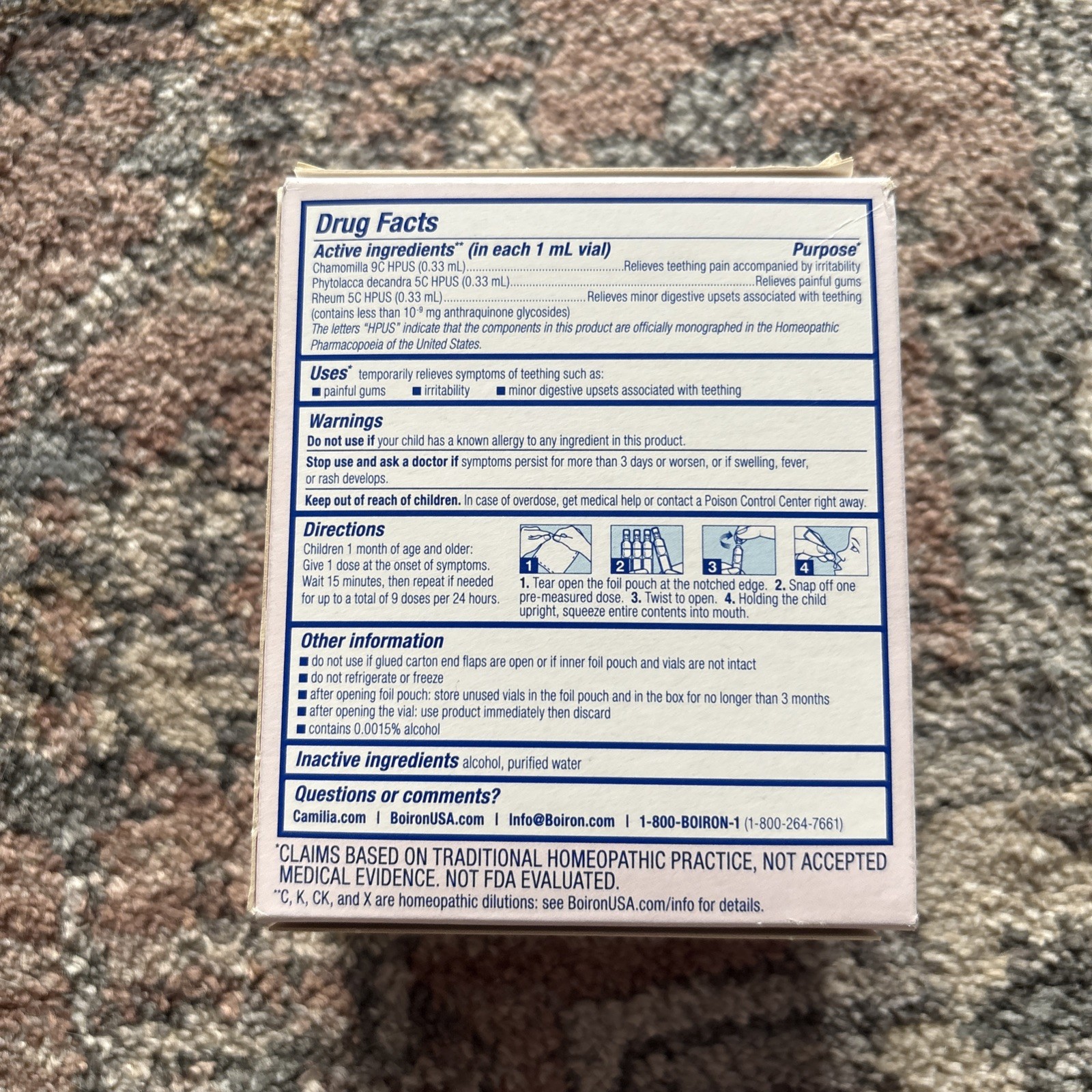 Boiron Camilia, Liquid Doses Teething Relief Exp 07/2028
